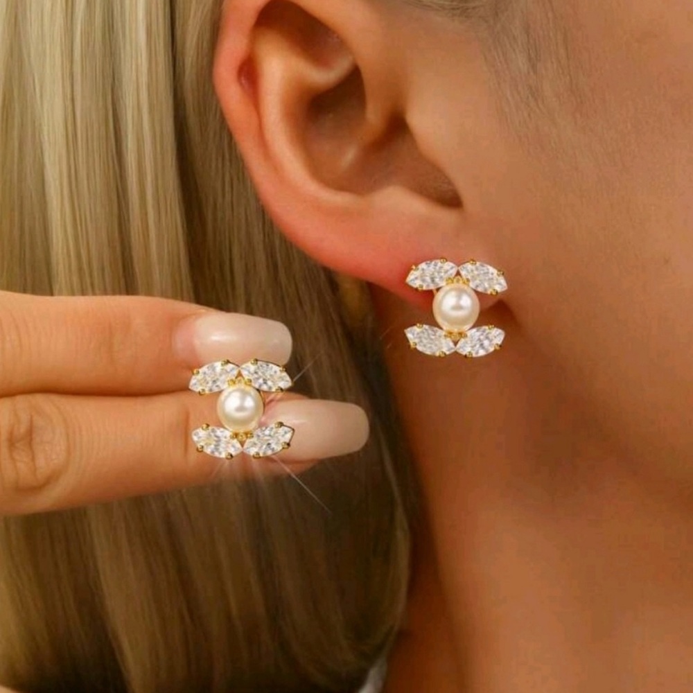 Gold and Pearl Earrings